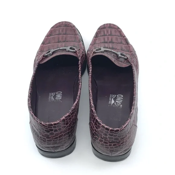 FERRAGAMO PURPLE BLACK CROC LEATHER LOAFER - Picture 4 of 8